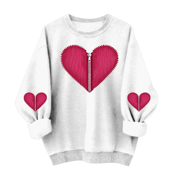 successthop Zip Up Sweatshirts for Women Heart Casual Crewneck No Hood Tops Long Sleeve Outfits Festival Clothes XL