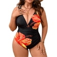 thumbnail image 2 of Women's Plus Size One-Piece Bikini Swimsuit, Supportive Swimwear for Beach, Pool, and Resort, Great for Spring Break and Summer Vacation Black 4XL, 2 of 7
