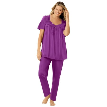 

Only Necessities Women s Plus Size Silky 2-Piece Pj Set Pajamas