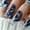A, variant on 24PCS Long Coffin Press On Nails, Blue Marble Swirl with Silver Glitter & Gold Heart Design, Glossy Natural Fit Fake Nails for Women, Elegant Daily & Party Manicure, Salon & Home Use