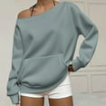 thumbnail image 2 of Womens off The Shoulder Sweatshirt Comdrip off The Shoulder Sweatshirt for Women Oversized Long Sleeve Fleece Basic Pullover Sweatshirts with Pockets Cute Sweatshirts Mint Green L, 2 of 6