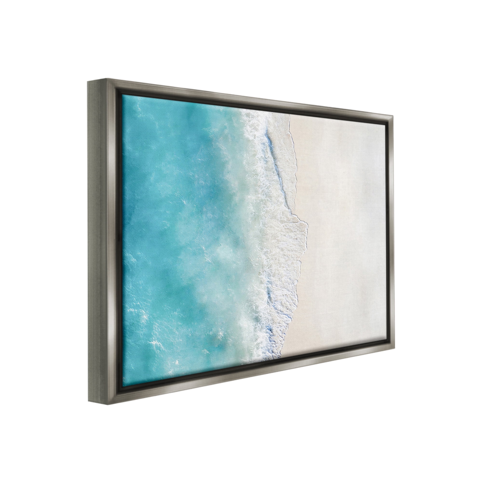 Stupell Industries Vivid Beach Aerial View Landscape Photography Gray Floater Framed Canvas Art Print Wall Art, 21 x 17