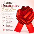 thumbnail image 4 of 12 Inch Large Pull Bow, Decorative Gift Wrapping Flower Bow for Basket Present Party Wedding Decor, Red, 4 of 6