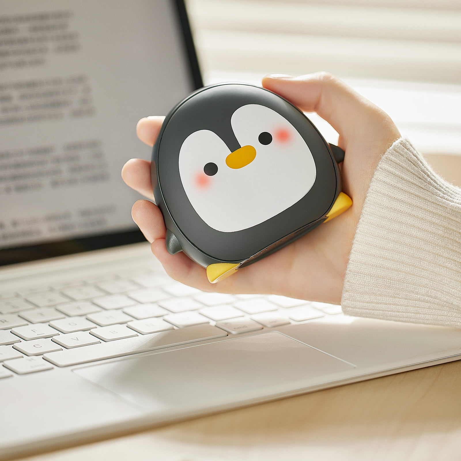 Rechargeable Hand Warmers Heat Adjustable Temperature Cartoon Penguins Design Cold Weather Use
