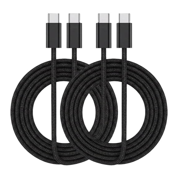 MOSENSE USB C to USB C Cable(2 Pack), 60W Fast Charging C to C Charger Cord Braided, 2m/6.6FT, Black