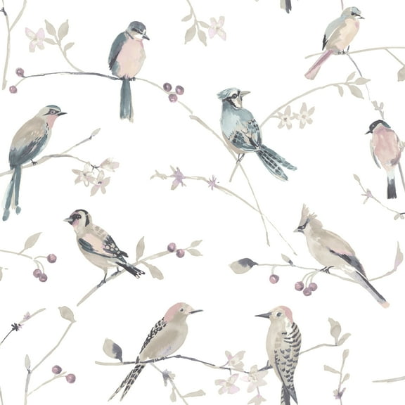 Chesapeake Birdsong Mauve Trail Wallpaper