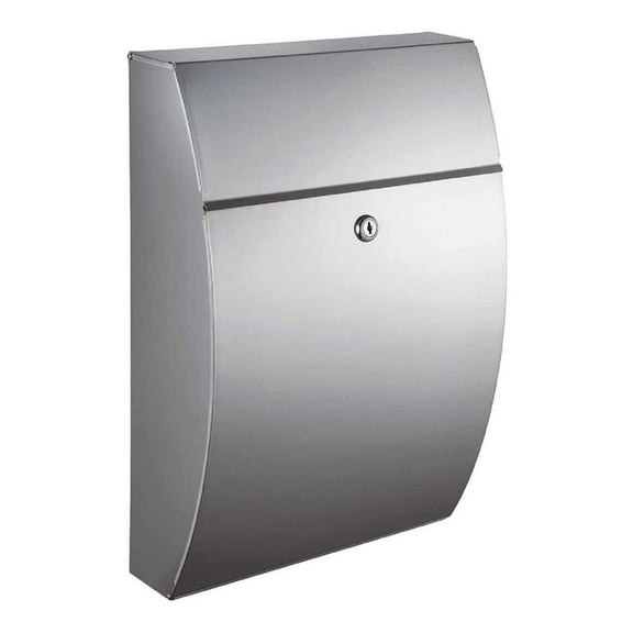 QualArc Glacial Elliptical Stainless Steel Locking Mailbox, Silver