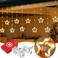 thumbnail image 1 of Fiudx Luces Led Navideñas, Diseño de Cortina de Pentagrama, Farolillos de Papá Noel y Muñeco de Nieve, Luz Blanca Cálida, Alimentación Usb, Decoración para Interiores y Exteriores, Fiestas En El Jard, 1 of 4