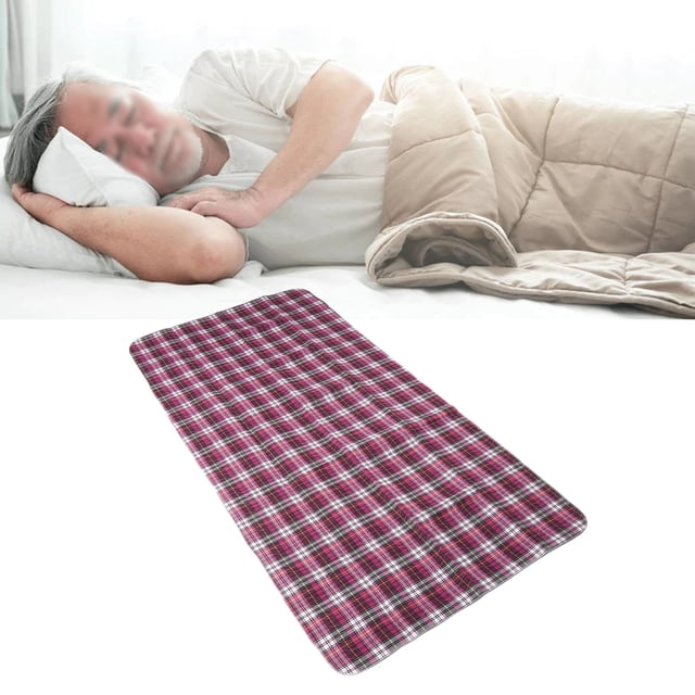 Incontinence Bed Pad, Washable Underpad Purple Plaid Comfortable Cotton Machine Washable 3 Layers Breathable for Bed