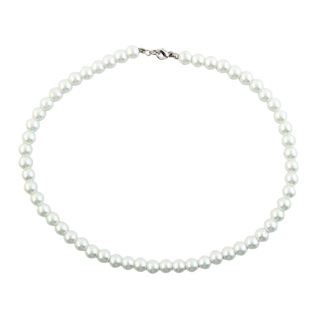 White Jewelry Imitation Pearl Necklace w Metal Clasp