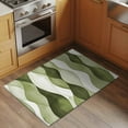 thumbnail image 2 of 2x3 Ft Entryway Area Rug, Sage Green Stripes Kitchen Rug Runner Washable Floor Mat, Retro Farmhouse Abstract Ripple Non Slip Indoor Door Mat Throw Carpet for Bathroom Living Room Bedroom, 2 of 8