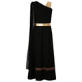 thumbnail image 3 of TiaoBug Kids Girls Roman Toga Dress One Shoulder Metallic Tunics Overlay Chiffon Shawls Maxi Gowns for Themed Parties Black 8, 3 of 5