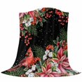 thumbnail image 6 of Cardinal Bird Blanket Soft Cozy Warm Twin Blanket for Bed, Plush Fuzzy Flannel Fleece Blankets for Sofa, Winter Poinsettia Pine Cones Berry Black Throw Blankets for Couch, Gifts for Men, 60"x80", 6 of 9