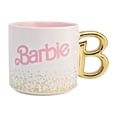 thumbnail image 1 of Taza Cerámica Bitono, Modelo Barbie Mattel, Tarro para Bebidas Calientes Con Asa Metalizada Letra B, Capacidad 502ml, Blanco y Rosa, 1 of 3