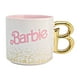 thumbnail image 1 of Taza Cerámica Bitono, Modelo Barbie Mattel, Tarro para Bebidas Calientes Con Asa Metalizada Letra B, Capacidad 502ml, Blanco y Rosa, 1 of 3