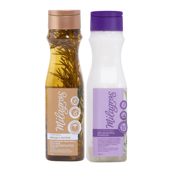2 Pack Shampoo and conditioner Milagro Herbal Romero   Acondicionador Ultranutritivo Milagros 450ml