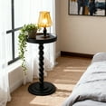 thumbnail image 6 of Beuway Small Round Side Table with Raised-Edge Tabletop,Modern Coffee End Table with Soild Wood Leg(Black), 6 of 11