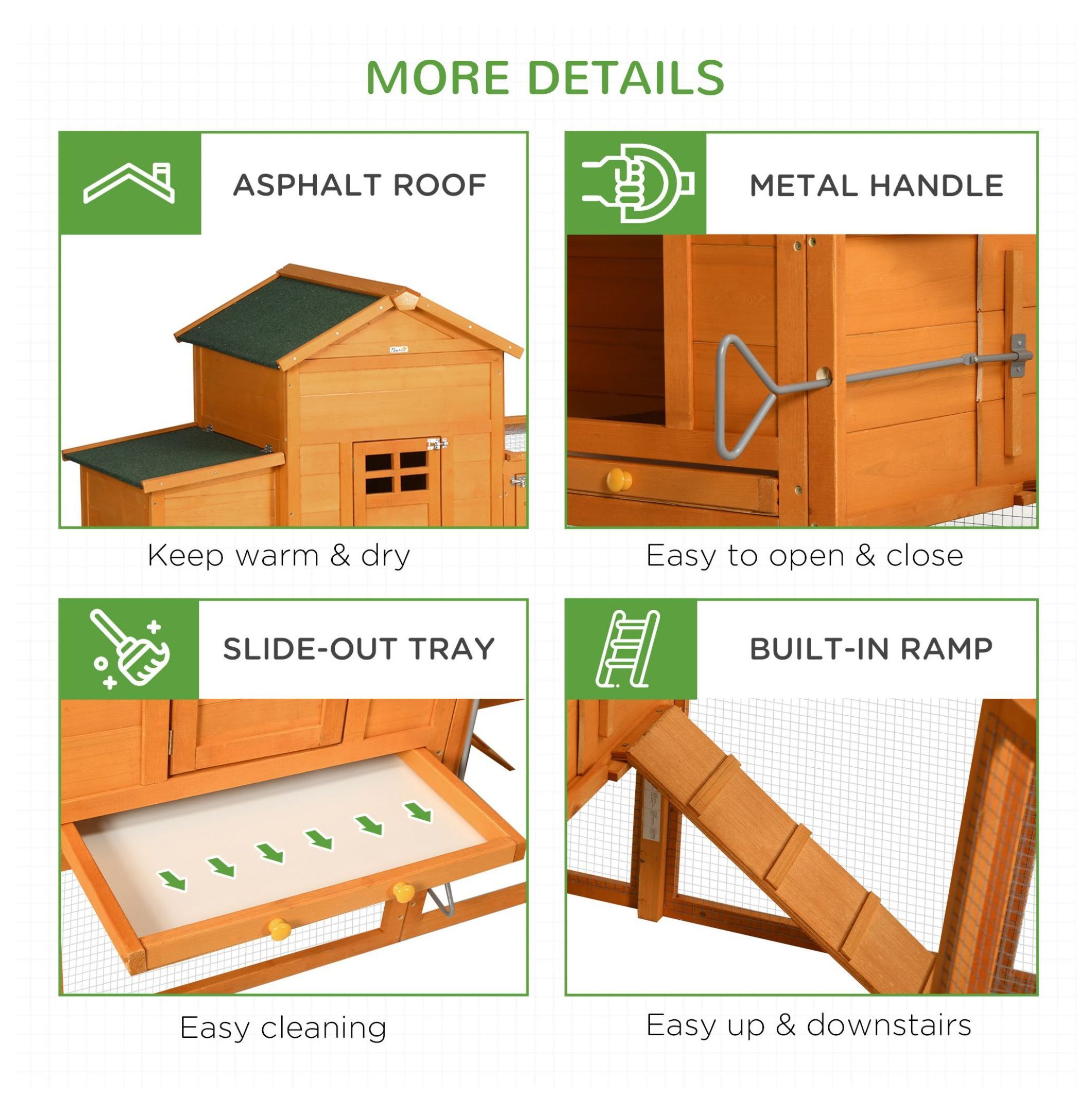 Extra Large Chicken Coop, Outdoor Hen House Poultry Cage with Removable Tray, Hen House Quail Hutch for Outdoor Backyard, Orange