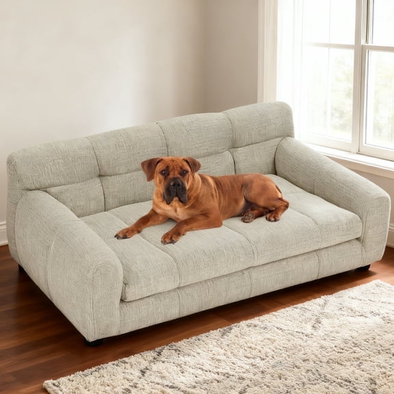 Jakoola 38" Pet Bed Couch, Big Dog Sofa for Medium and Large Dogs, 28.5" Seat Width, Beige
