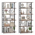 thumbnail image 1 of Gymax 2PCS 6-Tier Bookshelf w/Heavy-duty Metal Frame2 Anti-tipping Kits for Study Rustic Brown, 1 of 10