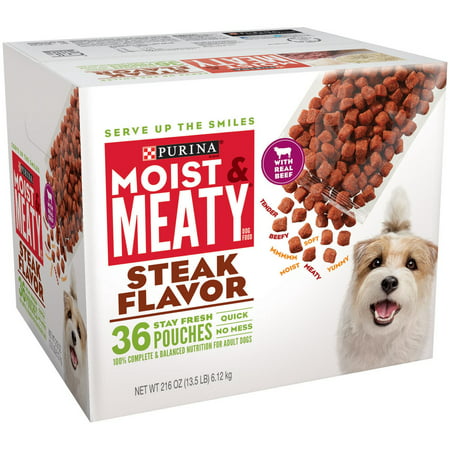 Moist & Meaty Steak Flavor Wet Dog Food, 36 Ct Box, 216 (Best Dog Food To Firm Up Stools)