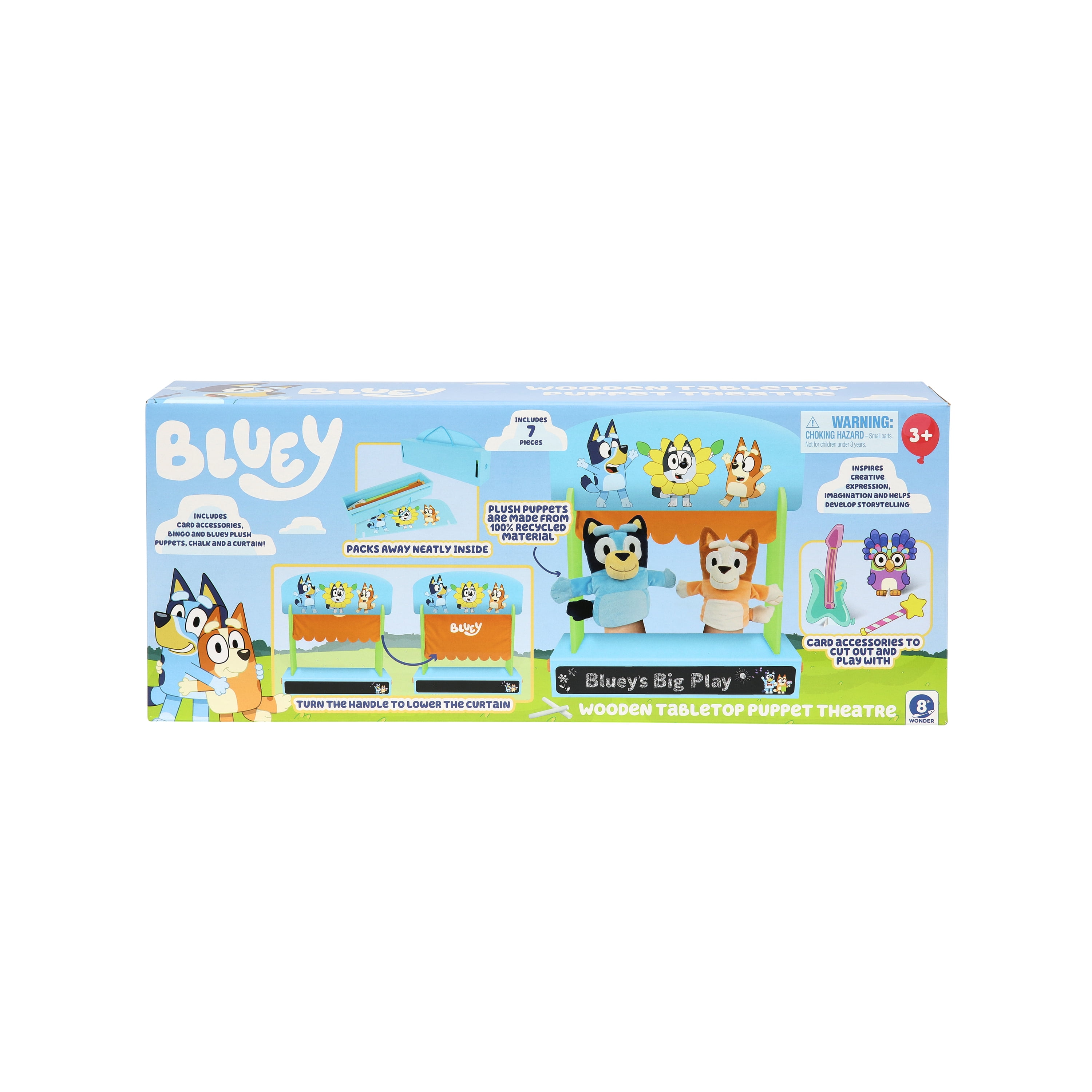 Bluey, Puppet Theater, Colorful Wooden Play Set with Theater and Puppets, Ages 3+, Toddler Toys