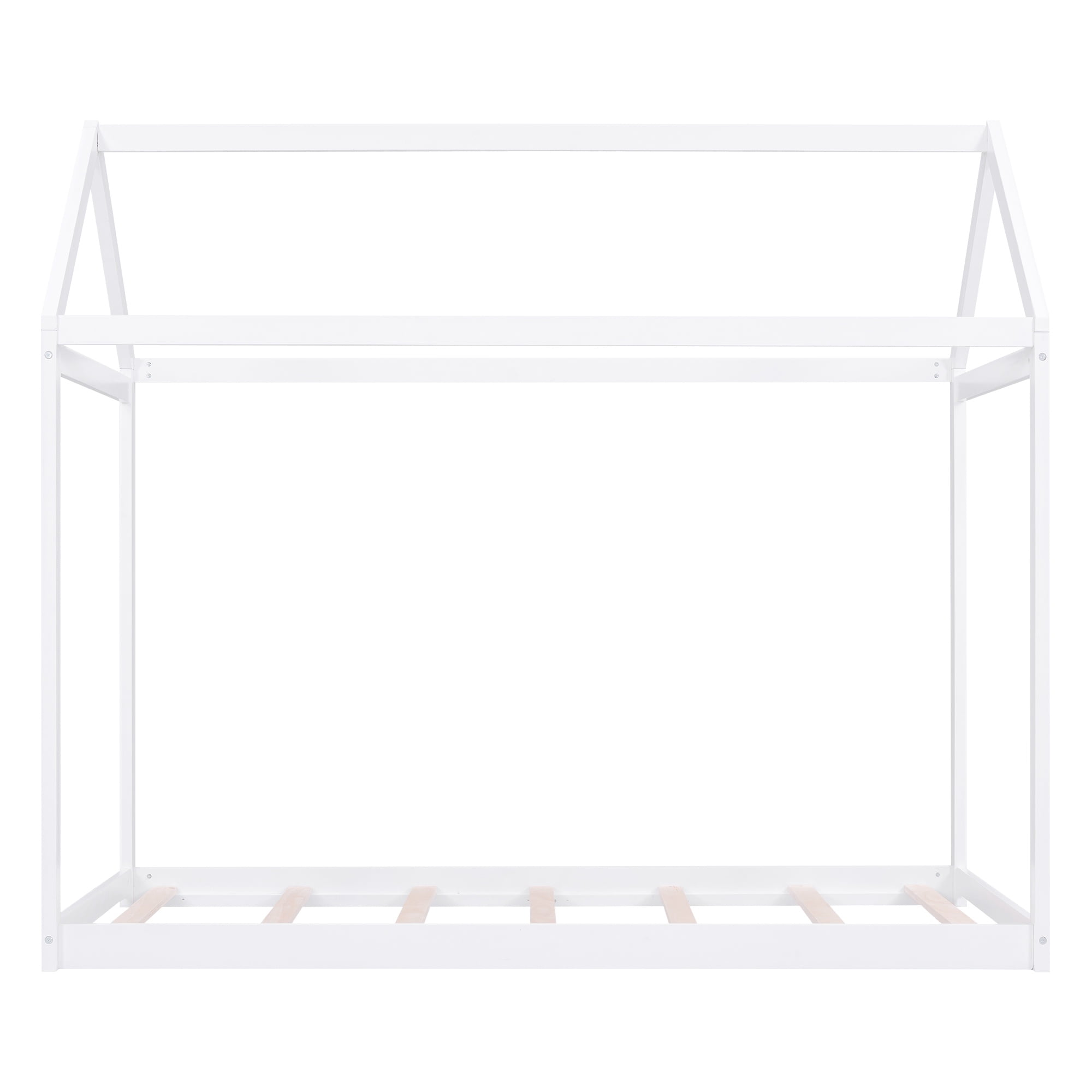 Solid Wood House Bed Twin for Kids,House Bed Frame Montessori Floor Bed for Kids Children Toddler Girls Boys,White