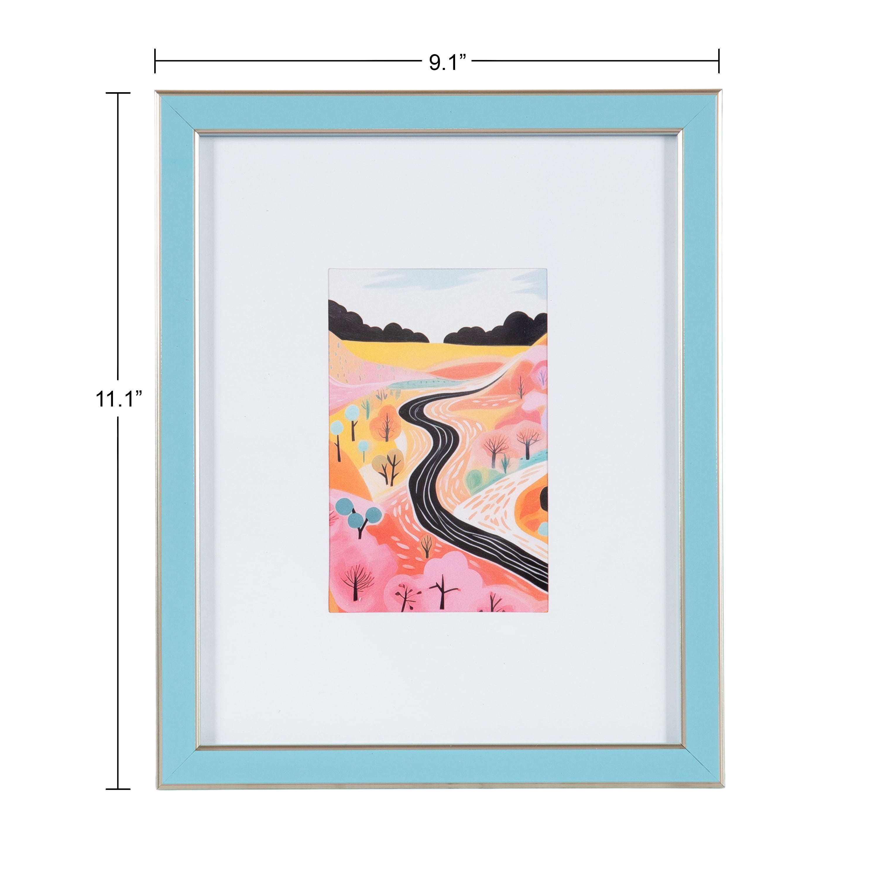 DesignOvation 8x10 Matted for 4x6 Blue/Champagne Decorative Tabletop Picture Frame