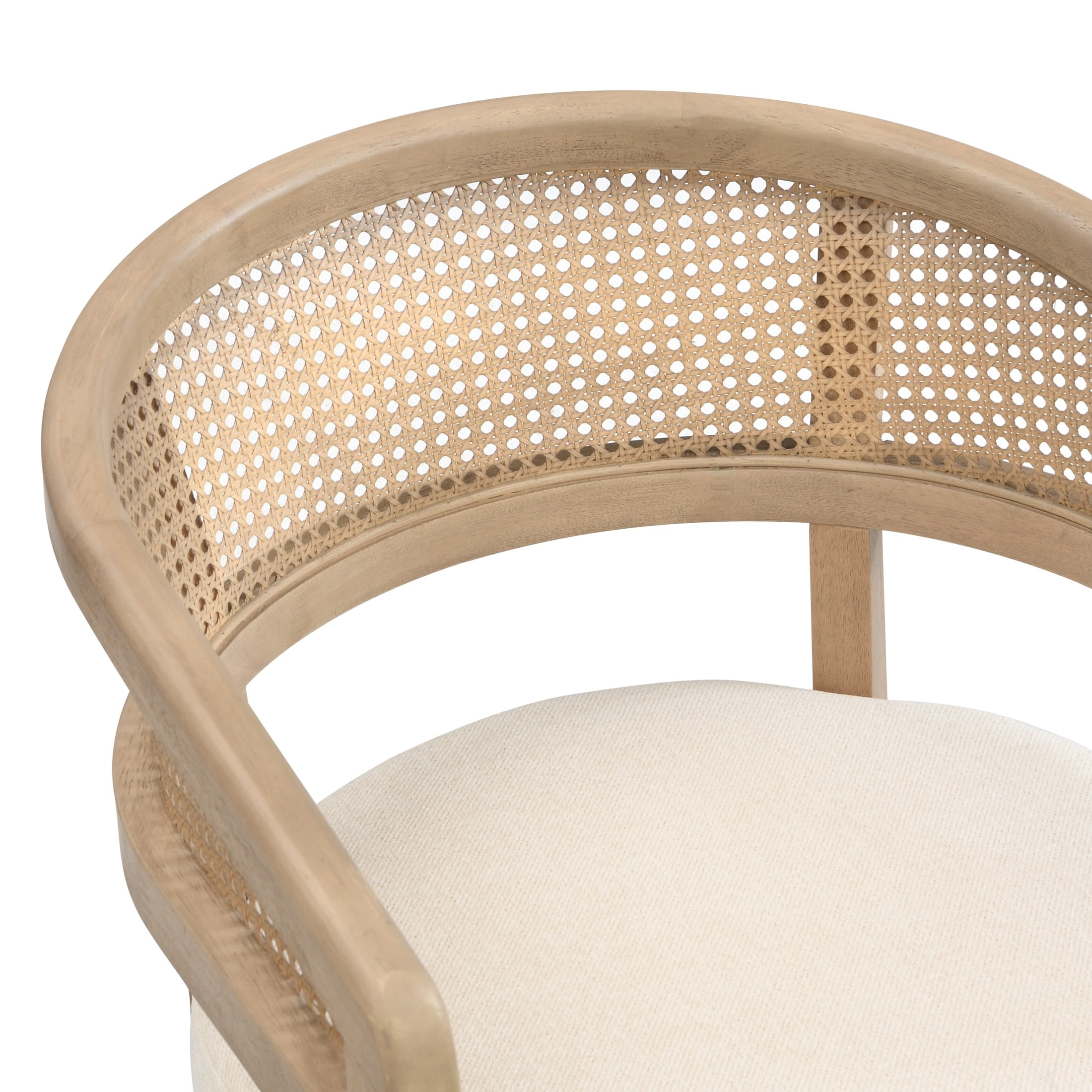 Christopher Knight Home Rattan Curved Back Dining Chairs, Wood Frame with Cushion, Light Ash+Beige, Set of 2