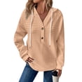 thumbnail image 5 of Comdrip Waffle Hoodie Women, Tops Pullover Women Casual Button Autumn Solid Winter Hoodie Women's Blouse Womens Hoodies Beige L, 5 of 5