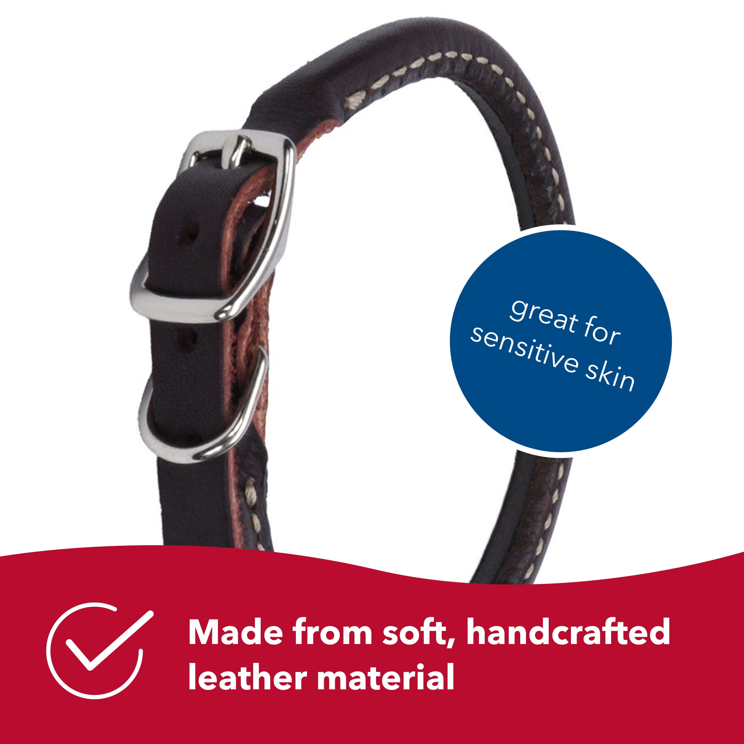 Latigo Round Leather Collar - 5/8in x 16in - Walmart Business Supplies