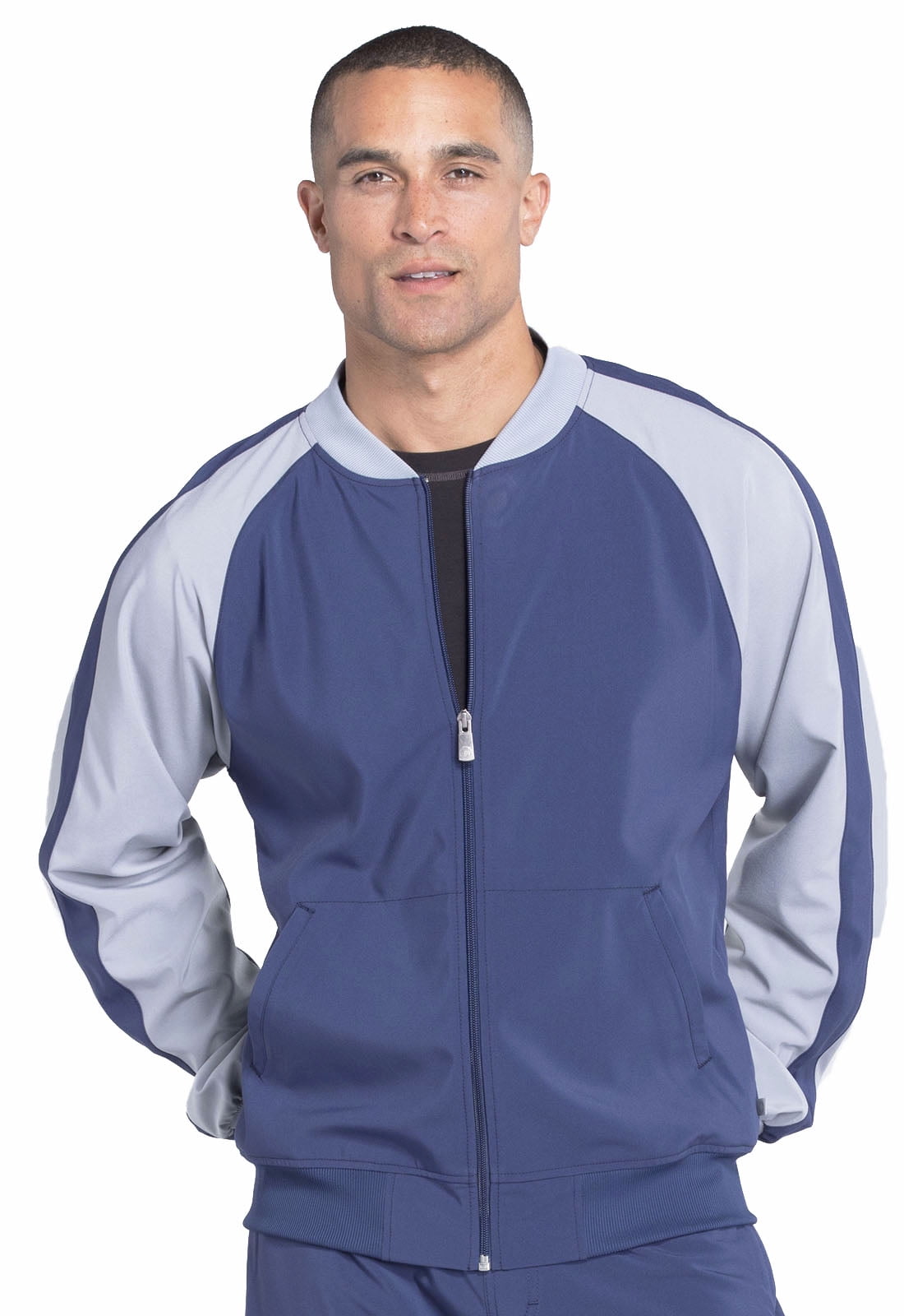 Cherokee Cherokee Infinity Men Scrubs Warm Up Jacket, Colorblock Zip Up, Plus Size, CK330A