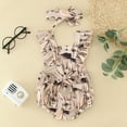 thumbnail image 4 of KAUOD New Born Baby Girls Easter Romper Toddler Bunny Print Bodysuits Ruffled Sleeveless 1 Piece Jumpsuit Headband Clothes, 4 of 8