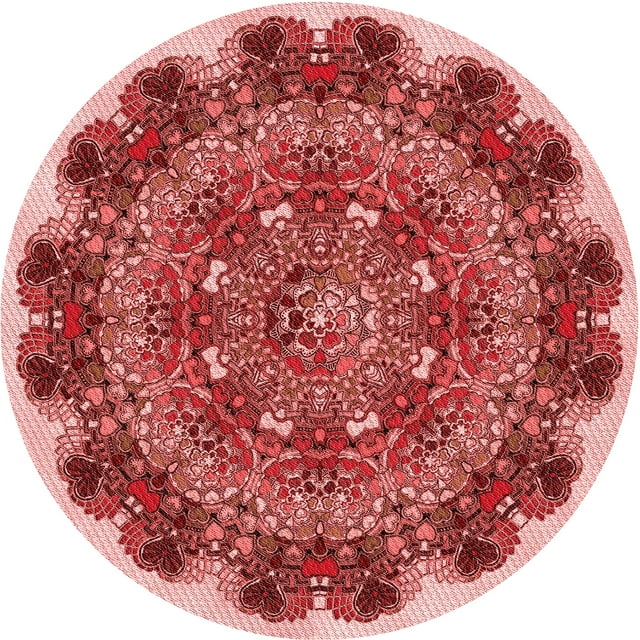 Ahgly Company Tapis d'Intérieur Rond Lavable en Machine Transitionnel Corail Clair Rose, 4 Pieds Rond