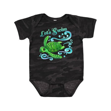 

Inktastic Lets Swim- Cute Sea Turtle Gift Baby Boy or Baby Girl Bodysuit