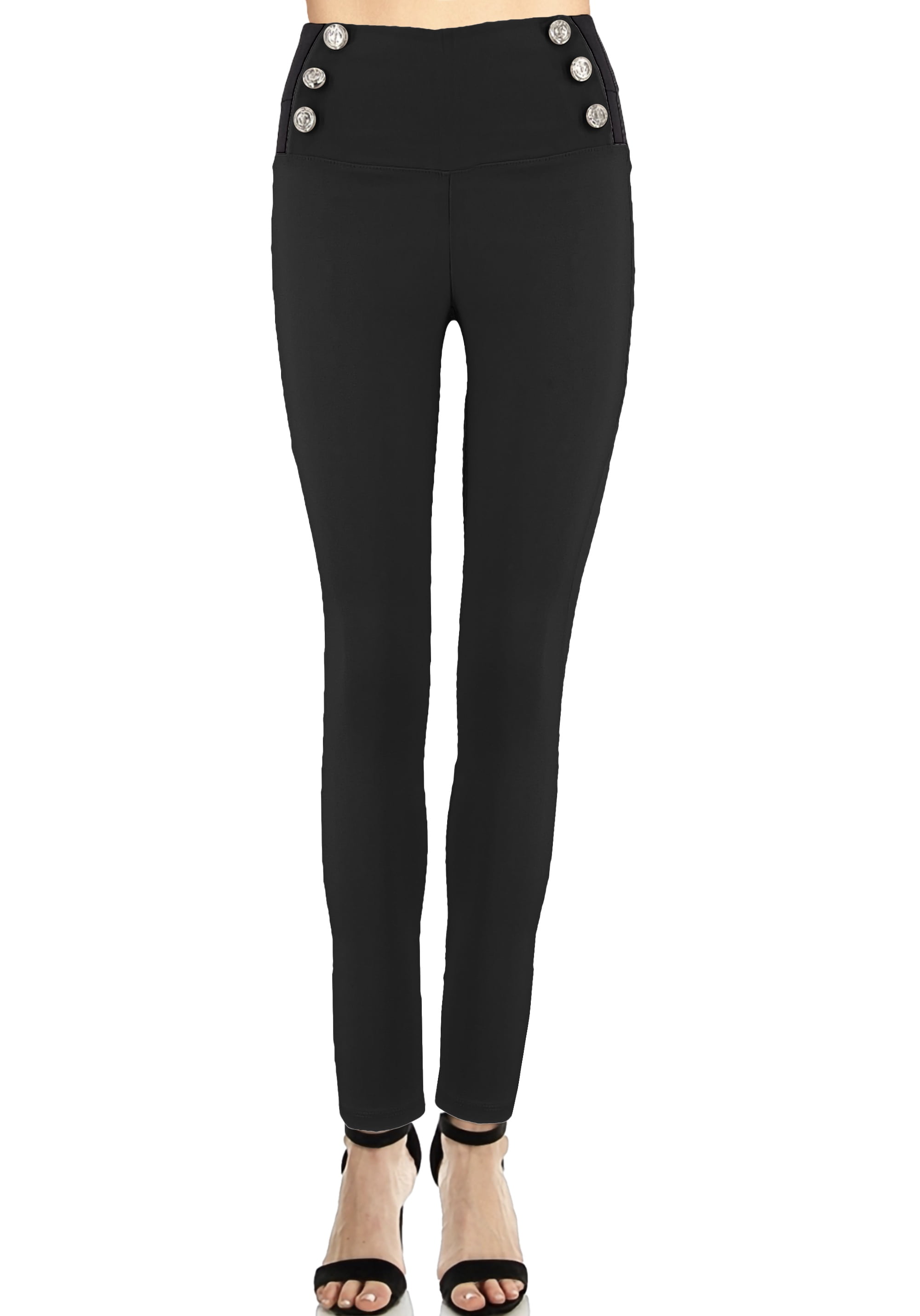 ClothingAve. Women's High Waist Sailor Pants Contrast Waist Banded