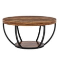 thumbnail image 2 of Demi Bonn Wooden Coffee Table, 2-Tier Round Central Cocktail Table with Shelves for Living Room, Rustic Brown, 2 of 7