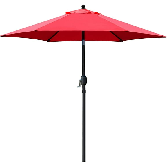 7.5' Patio Umbrella Outdoor Table Market Umbrella with Push Button Tilt/Crank, 6 Ribs (Tan)