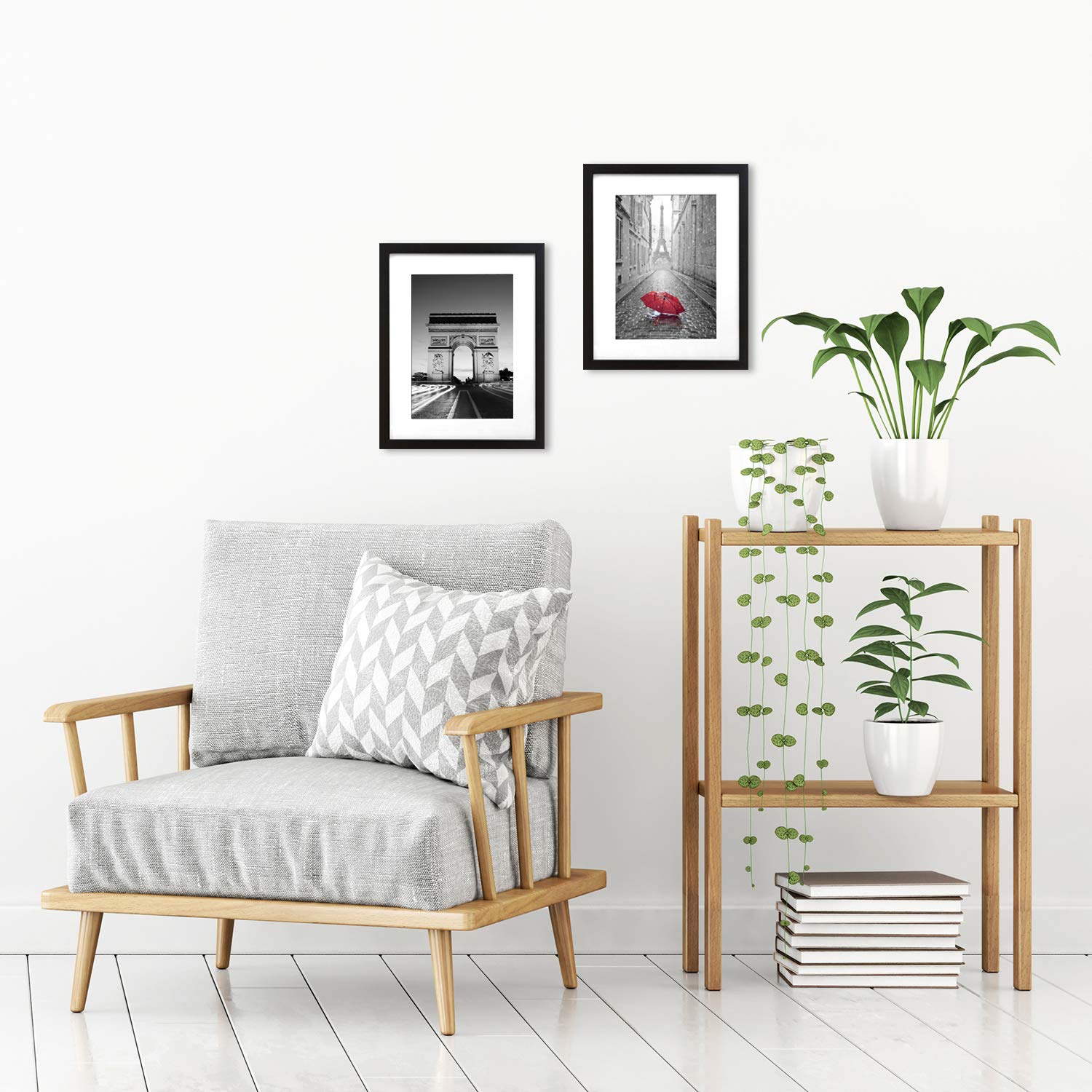 Americanflat 9x12 Picture Frame with Mat for 6x8, MDF wood and shatter-resistant glass, Black