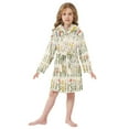 thumbnail image 6 of FORMRS Niños Bathrobe Unisex Hooded Robe Soft Plush Pajamas Sleepwear, Size 7-9T, Beige Wildflowers, 6 of 7