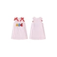 thumbnail image 2 of BemeyourBBs Toddler Baby Girl Back to School Dress Kids Kindergarten Outfits Toddler Girl Summer Tank Dress Sleeveless 2 3 4 5 6 7 Years Apple Embroidery Striped Bow Decor A-Line Dress, 2 of 9