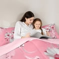 thumbnail image 5 of Homewish Girly Pink Marbling Bedding Comforter Set, Chic Fashion Flower Floral Twin Comforter Sets, Abstract Ombre Reversible Bedding Set, Luxury Bedroom Decor, 2 Pieces, 5 of 8