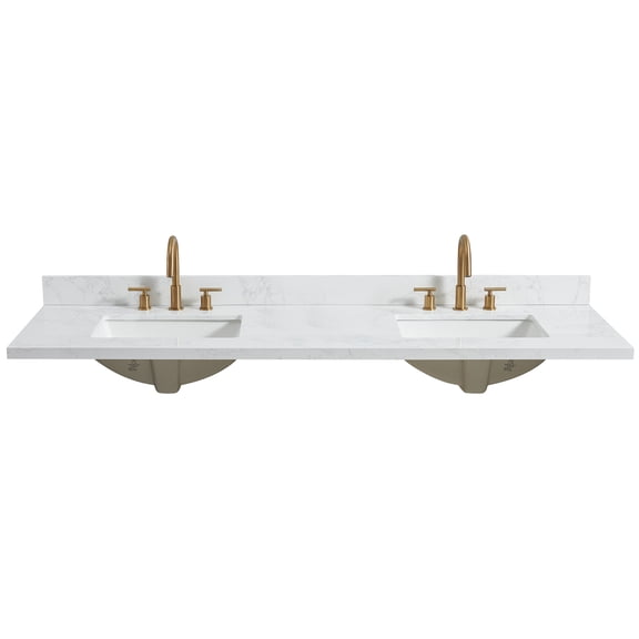 Jaen 73"W x 22"D Composite Stone Vanity Top in Grain White with Ceramic Sink