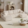 thumbnail image 4 of Leumius 130" U Shaped Sectional Couches with Chaise,Modern Deep Seat Boneless Corduroy Cloud Modular Sofa for Living Room,White, 4 of 8