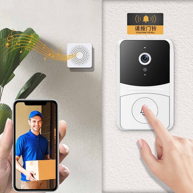 Timbre de video inteligente, video HD, voz bidireccional, WiFi, control remoto inalámbrico, monitoreo Tuya, timbre de seguridad con visión nocturna de alta definición, batería recargable Akmoler