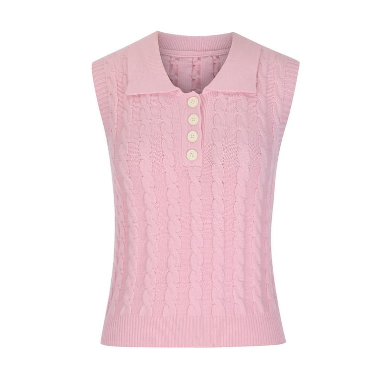 RALPH LAUREN Pink 100% Lambswool Vintage Knit Sweater Vest Womens M