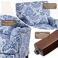 thumbnail image 6 of DREAMSIDEA Pair of Floral Accent Chairs, High Back Armchair with Lumbar Pillow, Modern Upholstered Living Room Lounge Chair,Navy White, 6 of 6