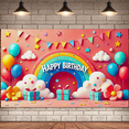 thumbnail image 5 of Colorful Cloud Star Balloon Rainbow Happy Birthday Banner Party Decoration Backdrop for Birthday Party Celebrations Photography Props Kids Parties, 5 of 8