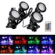 thumbnail image 1 of Proyector RGB para acuario, iluminación sumergible para peces, lámpara LED impermeable IP68 con ángulo ajustable y control remoto para jardín, estanque, piscina y fuente (paquete de 4), 1 of 5