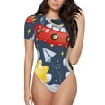thumbnail image 2 of Fotbe Astronaut And Space Women's Crew Neck Short Sleeves Bodysuit Tops Round Neck Slim Sleeveless Soft Comfortable Basic-Large, 2 of 7